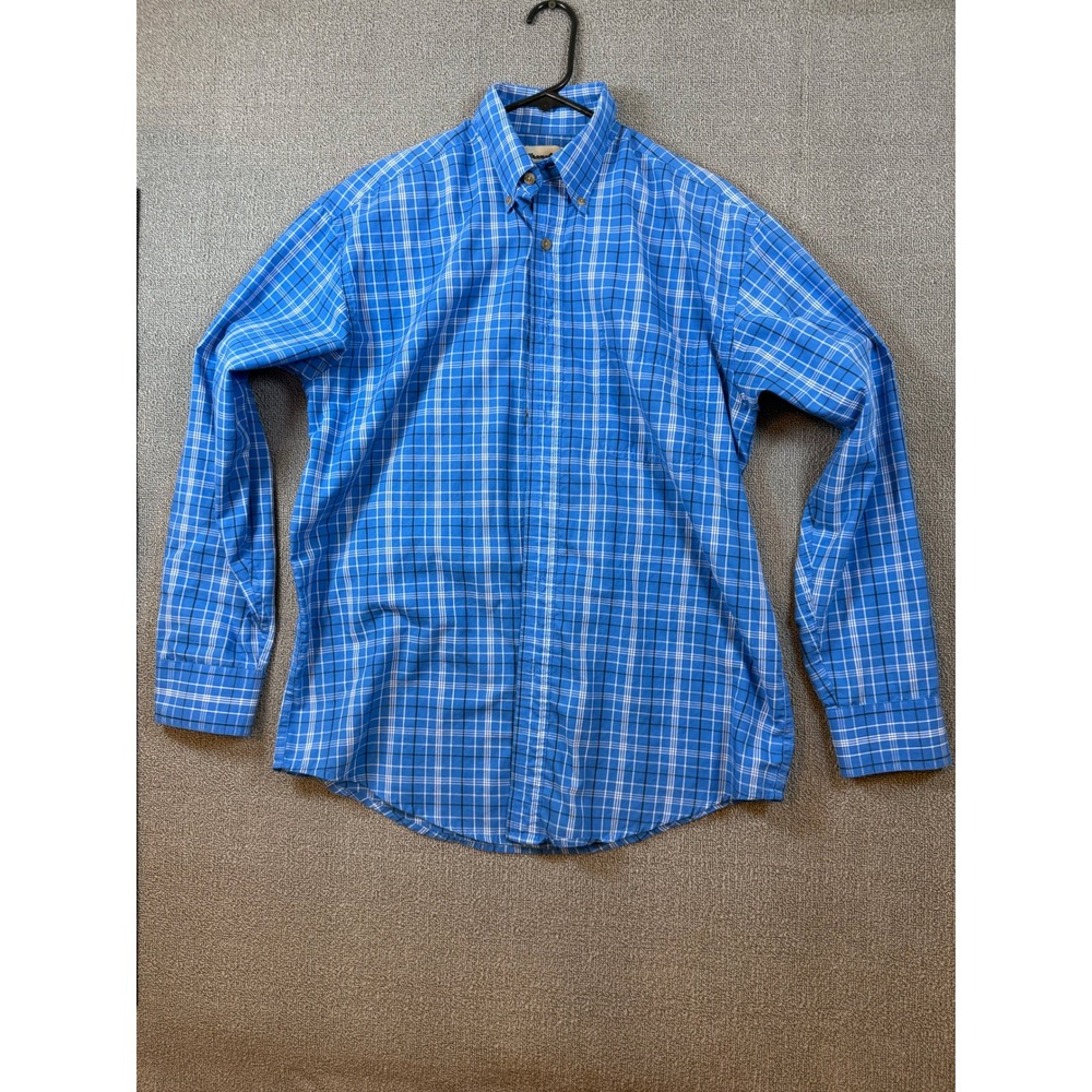 Wrangler Riata Shirt Mens Medium Blue Plaid Excellent Long Sleeve Button Down